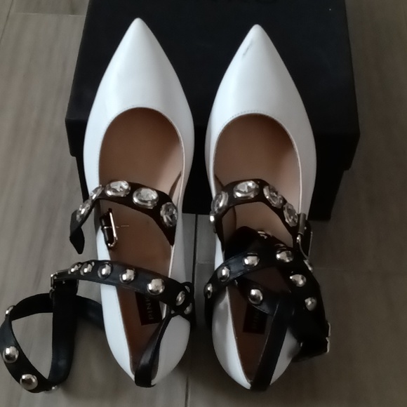 Pinko | Shoes | Pinko Leather Ballerina Flat Strappy Criss Cross Us 5 ...